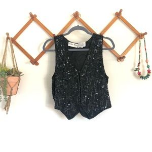 Vintage Sequin Black Vest